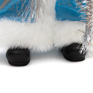 Новорічна сувенірна фігурка Санта (Дід Мороз) у блакитній шубі, 60 см, пластик, текстиль (600120)