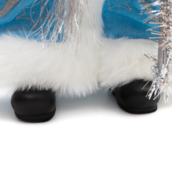 Новорічна сувенірна фігурка Санта (Дід Мороз) у блакитній шубі, 60 см, пластик, текстиль (600120)