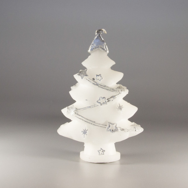 Свічка - Ялинка із зірками, 7,4x3,4x11,3 см, білий, парафін (790944-1)