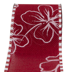 Декоративна прикраса - стрічка в рулоні червона з контуром квітки, 3 м, 6,3 см, червоний, поліестер (080556-6)