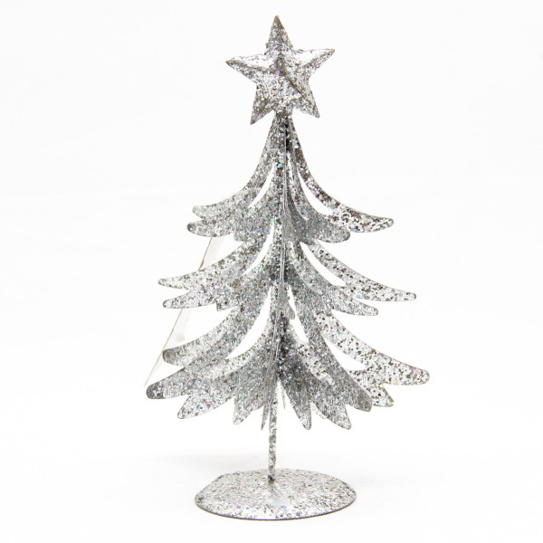 Настільна ялинка, 15 см, сріблястий, дріт (000715-1)