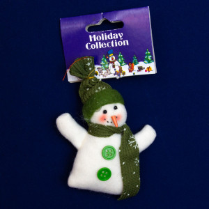 Ялинкова іграшка м'яка - Зелений Сніговик, 9 см, зелений, текстиль (000159-9)