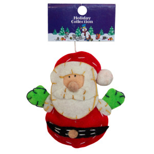 Ялинкова іграшка м'яка - Санта (Дід Мороз), 14 см, червоний, текстиль (000418-3)