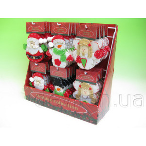 Ялинкова іграшка м'яка - Санта (Дід Мороз), 14 см, червоний, текстиль (000418-3)