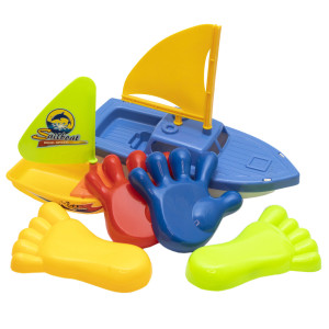 Пісочний набір - пасочки та кораблики, 6 шт, сітка, синій, пластик (DBS11020-1)