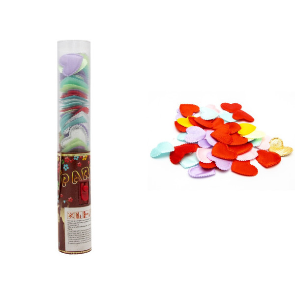 Хлопавка пневматична, 25 см, різнокольорові тканинні сердечка (400621-1)