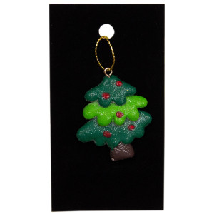 Новорічна ялинкова іграшка - фігурка Ялинка, 6 см, зелений, пластик (001040-10)