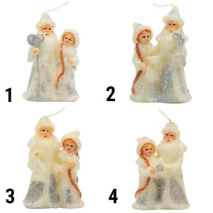 Свічка - Санта (Дід Мороз) та Снігуронька, посох ліворуч, 7x4,5x10,3 см, білий, парафін (791361-1)