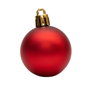 Набір ялинкових іграшок - міні-кулі, 16 шт, D4 см, червоний, матовий, пластик (890636)