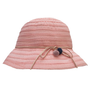 Капелюх дитячий з бантиком, рожевий, 52-54 см, 5-8 років, рафія (518097)