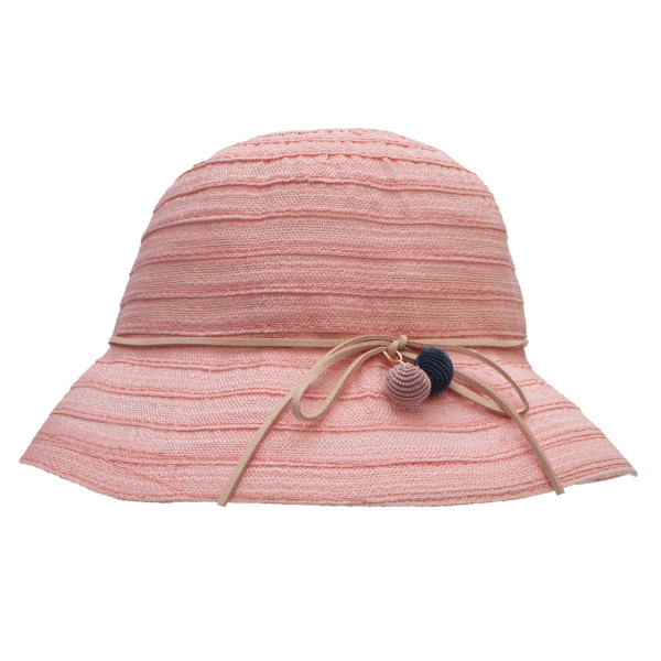 Капелюх дитячий з бантиком, рожевий, 52-54 см, 5-8 років, рафія (518097)