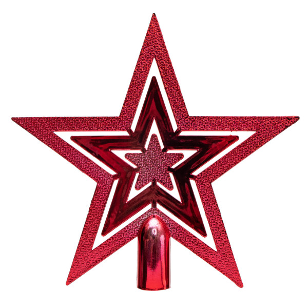 Ялинкова прикраса - верхівка на ялинку, h-20 см, червоний, глянець, пластик (891664)