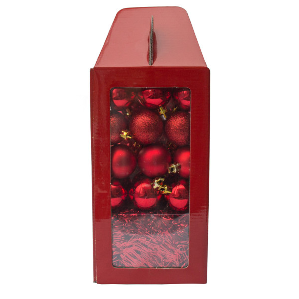 Набір ялинкових іграшок - новорічний, 45 шт, D4-6 см, червоний, мікс, пластик (031436-3)