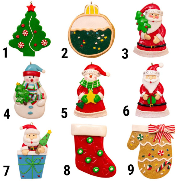 Новорічна ялинкова іграшка - фігурка Санта (Дід Мороз) з великим подарунком, 9 см, синій, кераміка (000371-7)