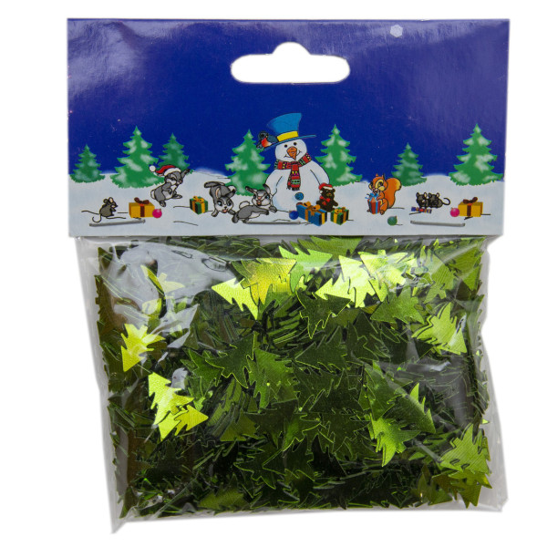 Конфетті, ялинки, 1,2 см, 30 г, зелений, PET (201081)