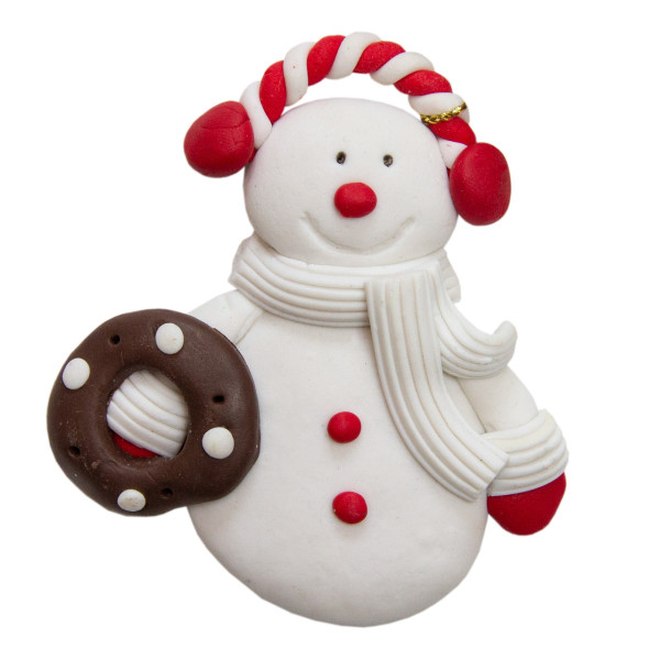 Новорічна ялинкова іграшка - фігурка Сніговик, 8 см, білий, полірезин (000661-4)