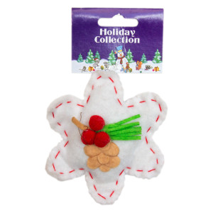 Ялинкова іграшка м'яка - Біла квітка, 11 см, білий, текстиль (000401-4)