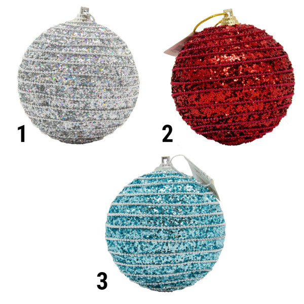 Ялинкова іграшка - куля, D 8,5 см, червона, пінопласт, пластик (661459-2)