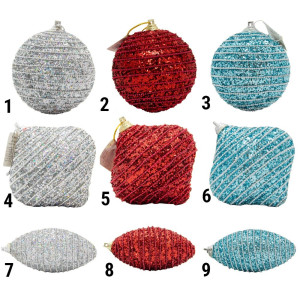 Ялинкова іграшка - куля, D 8,5 см, червона, пінопласт, пластик (661459-2)