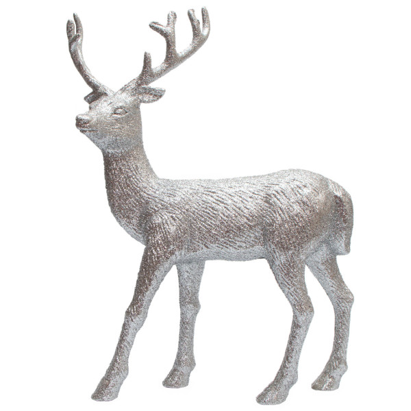 Новорічна фігурка - Олень, 30 см, сріблястий, пластик (004973) для декору та інтер'єру (004973)