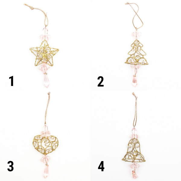 Ялинкова іграшка з вплетеним бісером - Зірка, 10 см, золотистий, метал, бісер (430116-1)