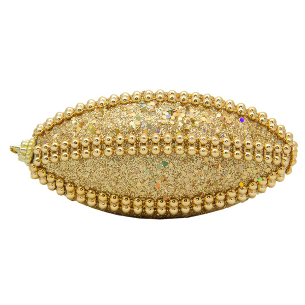 Ялинкова іграшка у формі оливи, 12 см, золотистий, пінопласт, пластик (661503-6)