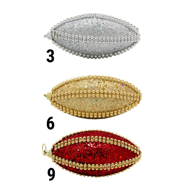 Ялинкова іграшка у формі оливи, 12 см, золотистий, пінопласт, пластик (661503-6)