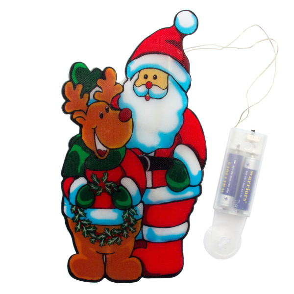 Світлодіодна декорація - Санта (Дід Мороз) та Олень, 25x13,5 см, 10л, пластик, IP20 (640331)