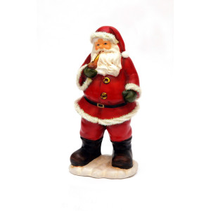 Декоративна фігурка - Санта (Дід Мороз) з трубкою, 35 см, червоний з білим, полістоун (011773)