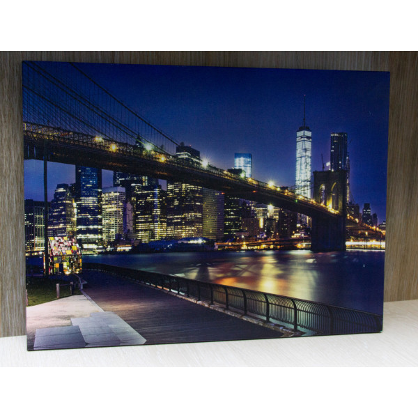Картина, що світиться - нічне місто з мостом який світиться, 5 LЕD ламп, 30x40 см (940188)