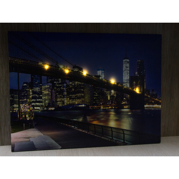 Картина, що світиться - нічне місто з мостом який світиться, 5 LЕD ламп, 30x40 см (940188)