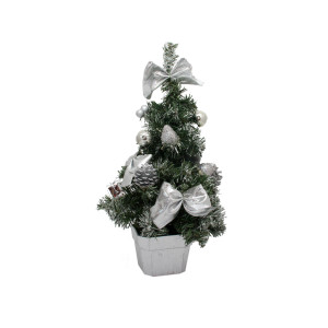 Ялинка прикрашена, 40 см, сріблястий декор (472055)