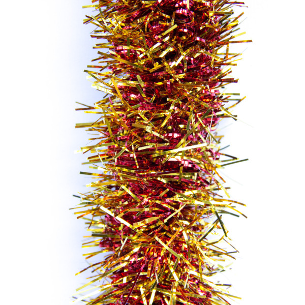 Новорічна прикраса - мішура, 200x7 см, ПВХ, золотисто-червона (ГСС-70/70/2-10)