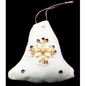 Ялинкова іграшка м'яка - Дзвіночок, 8 см, білий, текстиль з бісером (430086-3)