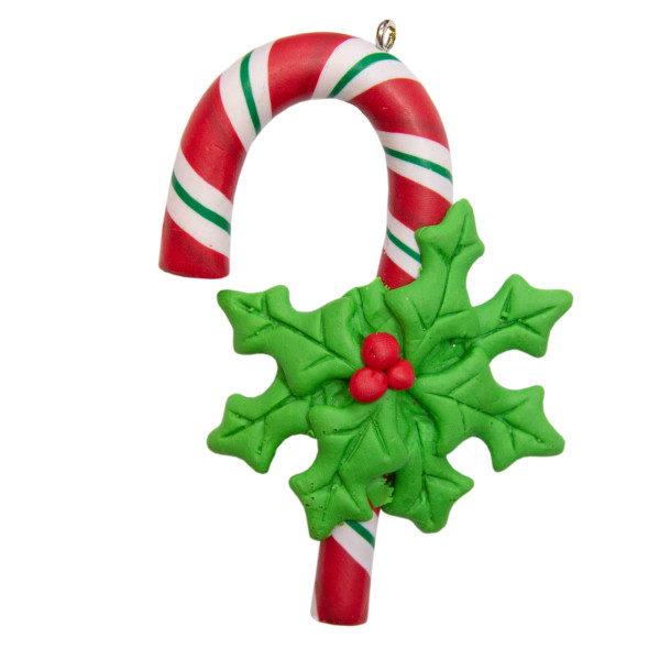 Новорічна ялинкова іграшка - фігурка Цукерка новорічна, 8 см, червоний, полірезин (000661-8)