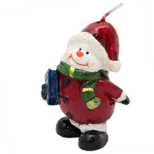 Свічка - Сніговик зі шпаківнею, 6 см, білий, парафін (790234-6)
