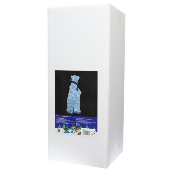 Новорічна світлодіодна декорація - Ведмідь, 28x26x73 см, білий, акрил, IP44 (140281)