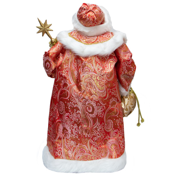 Новорічна сувенірна фігурка Санта (Дід Мороз) в червоній шубі, 60 см, пластик, текстиль (600687)