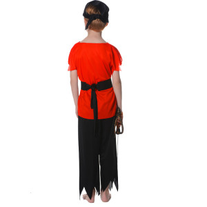 Дитячий карнавальний костюм пірат для хлопчика, зріст 92-104 см, чорний з помаранчевим, віскоза, поліестер (CC551A)