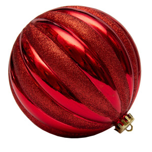 Ялинкова іграшка - куля гарбуз пластикова, D15 см, червона, пластик (030460-3)