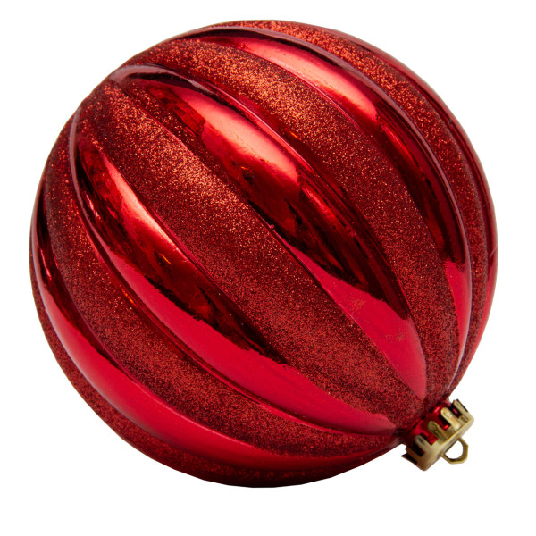 Ялинкова іграшка - куля гарбуз пластикова, D15 см, червона, пластик (030460-3)