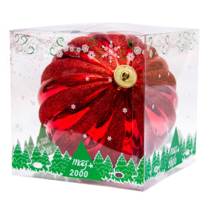 Ялинкова іграшка - куля гарбуз пластикова, D15 см, червона, пластик (030460-3)