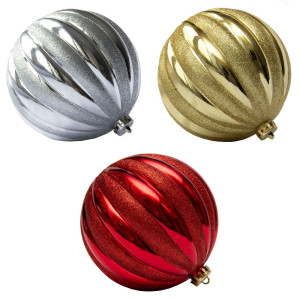 Ялинкова іграшка - куля гарбуз пластикова, D15 см, червона, пластик (030460-3)