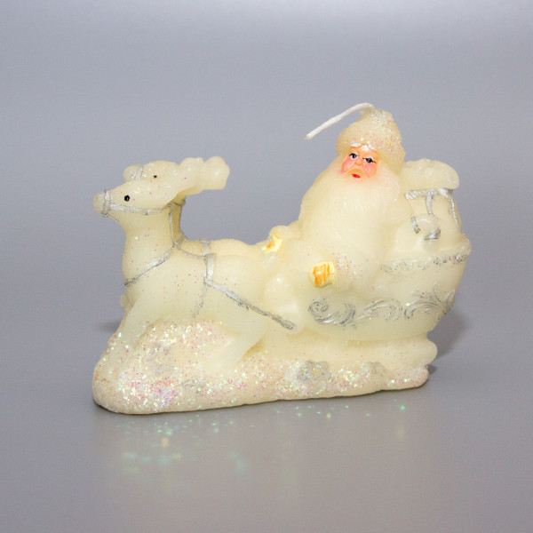 Свічка - Санта (Дід Мороз) на санях, 12,4x4,5x8,7 см, білий, парафін (791323)