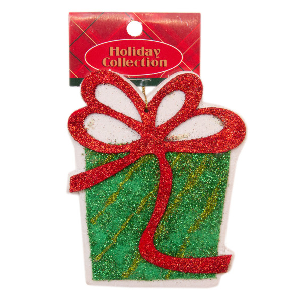 Новорічна ялинкова іграшка - фігурка Подарунок, 13 см, зелений, пінопласт (000562-1)