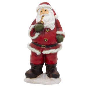 Декоративна фігурка - Санта (Дід Мороз) з трубкою, 26,5x16 см, червоний, пластик, текстиль (011766)