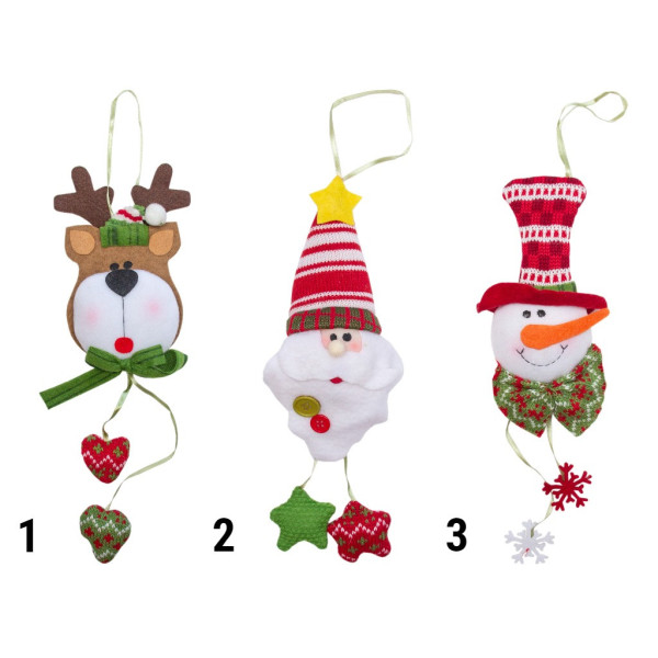 Новорічна ялинкова іграшка - підвісна фігурка Сніговик, 20 см, білий, текстиль (430468-3)