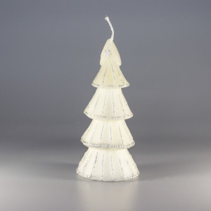 Свічка - Ялинка з однією сніжинкою, 5,1x5,1x11,2 см, білий, парафін (790937-2)