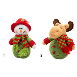 М'яка новорічна фігурка Сніговик, 15 см, зелений, текстиль (000081-1)