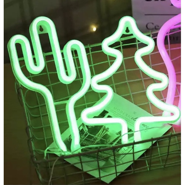 Неоновий світильник Ялинка на підставці, нічник, 19x10x27 см, зелений, 3 AA (140663)